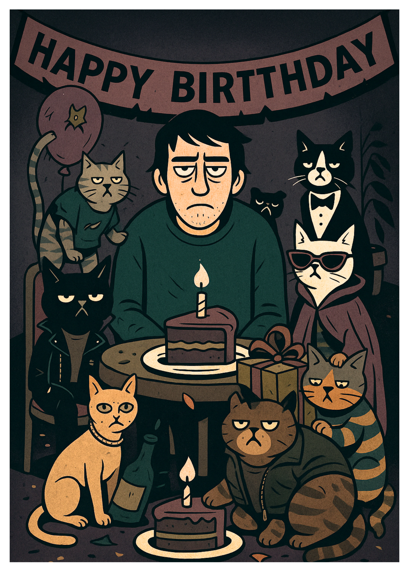 “Another lap around the sun… closer to the finish line.” Toxic Birthday Card