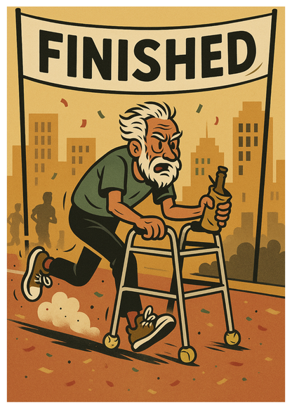 “Another lap around the sun… closer to the finish line.” Toxic Birthday Card