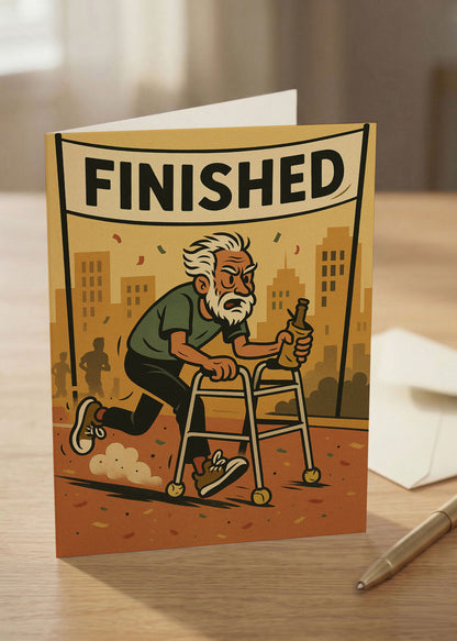 “Another lap around the sun… closer to the finish line.” Toxic Birthday Card