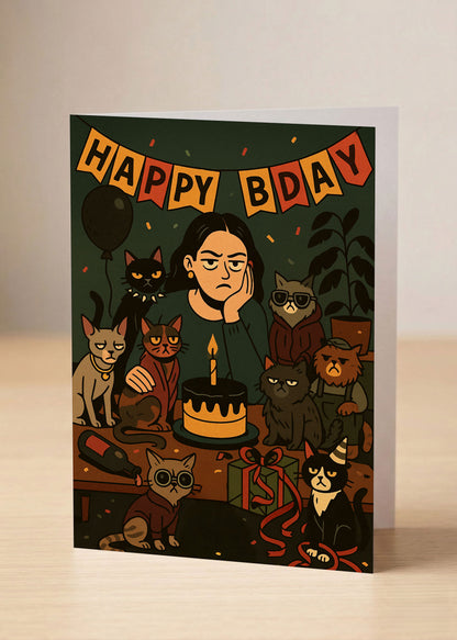 “Another lap around the sun… closer to the finish line.” Toxic Birthday Card