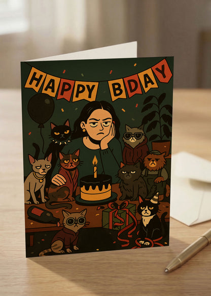 “Another lap around the sun… closer to the finish line.” Toxic Birthday Card