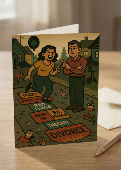 “Congrats. You’re One Step Closer to Divorce.” Toxic Relationship Reality Check Card