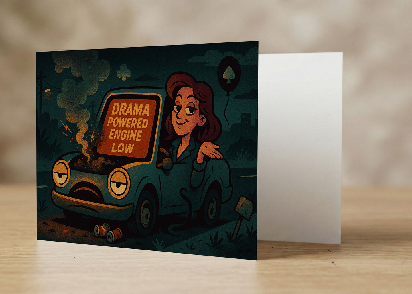 “DRAMA POWERED ENGINE LOW”  Toxic Anti Energy Vampire Card (Alternate Version)