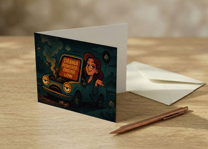 “DRAMA POWERED ENGINE LOW”  Toxic Anti Energy Vampire Card (Alternate Version)