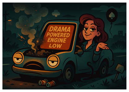 “DRAMA POWERED ENGINE LOW”  Toxic Anti Energy Vampire Card (Alternate Version)