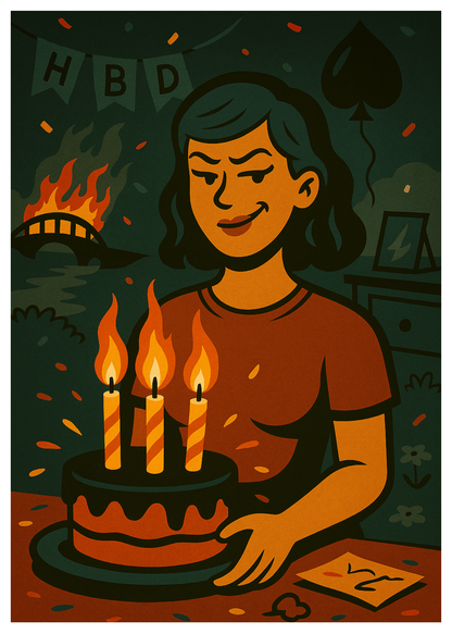 “Happy Birthday. May your candles burn brighter than your bridges.” Toxic Birthday Card
