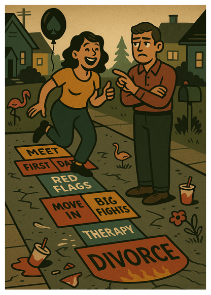 “Congrats. You’re One Step Closer to Divorce.” Toxic Relationship Reality Check Card