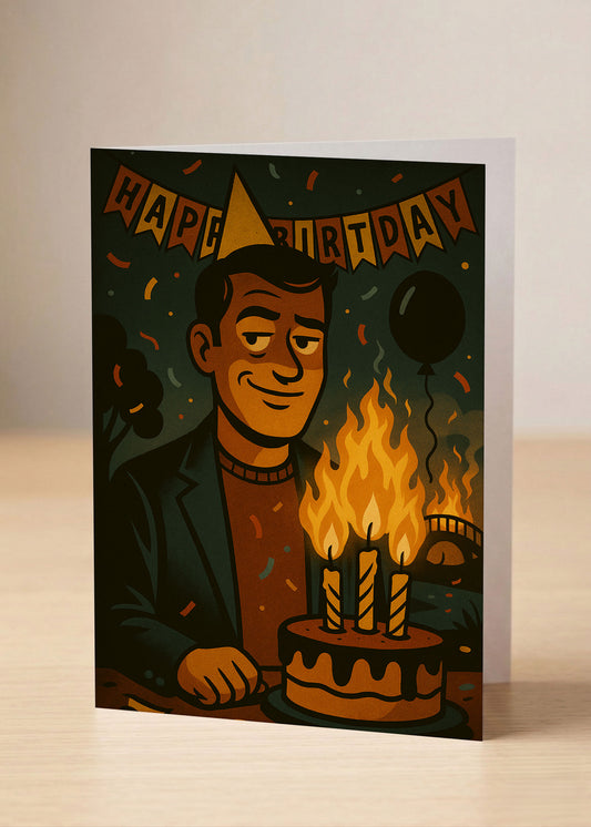 “Happy Birthday. May your candles burn brighter than your bridges.” Toxic Birthday Card