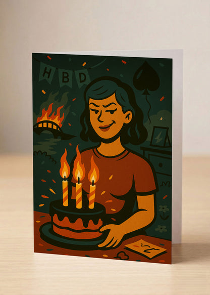“Happy Birthday. May your candles burn brighter than your bridges.” Toxic Birthday Card