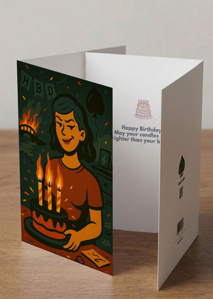 “Happy Birthday. May your candles burn brighter than your bridges.” Toxic Birthday Card