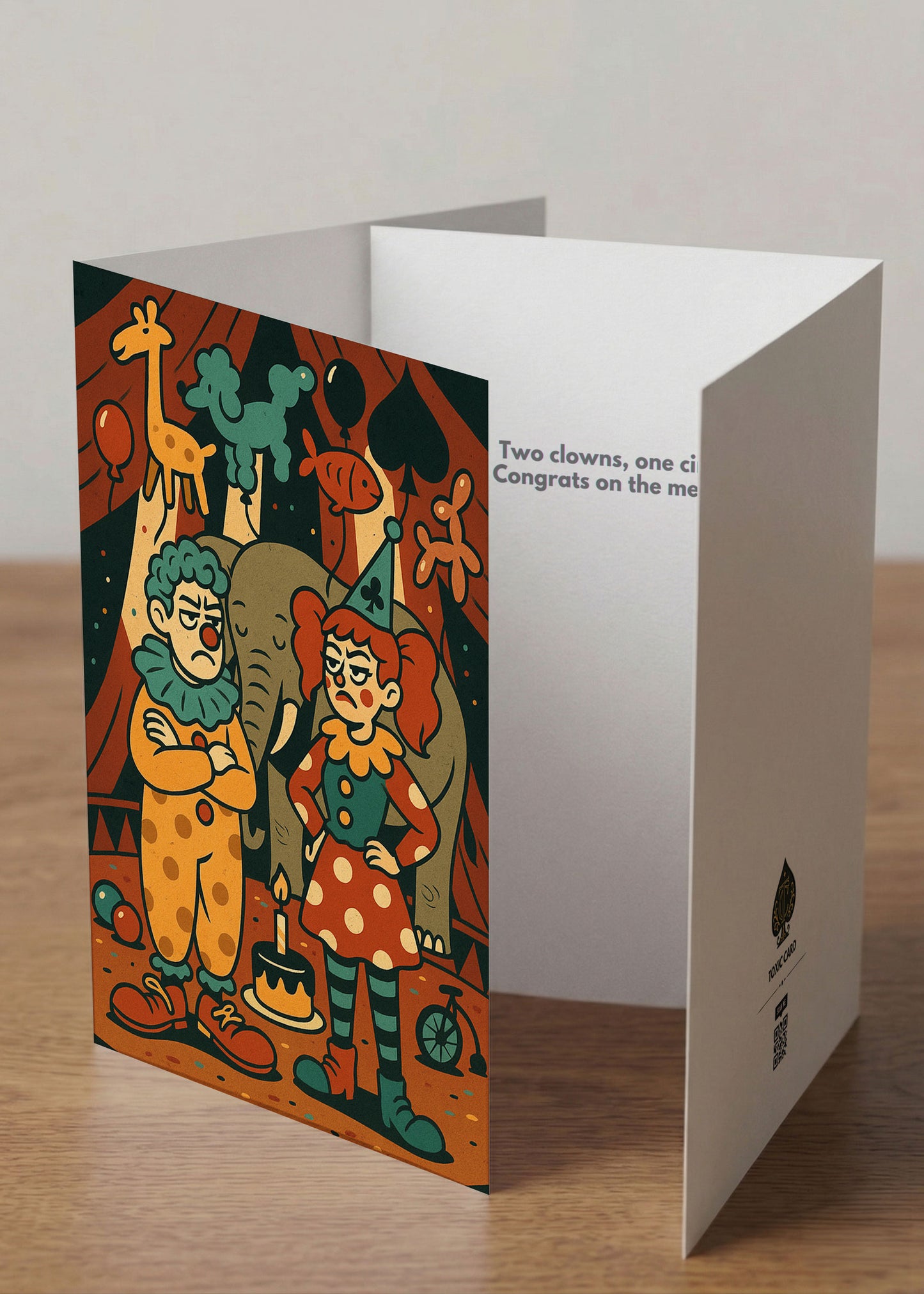 “Two Clowns, One Circus” Toxic Congratulations Card