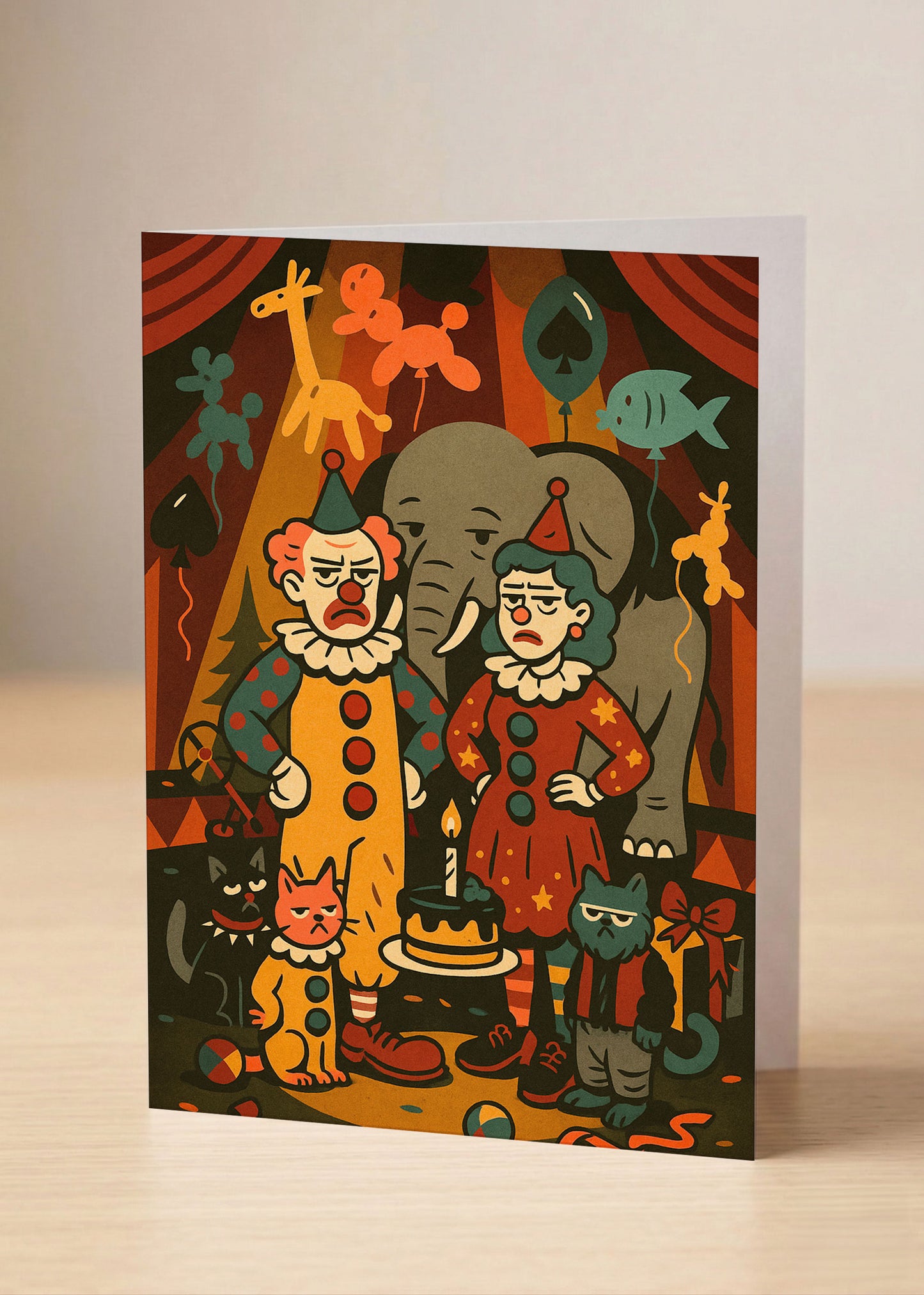 “Two Clowns, One Circus” Toxic Congratulations Card (Chaos Edition)