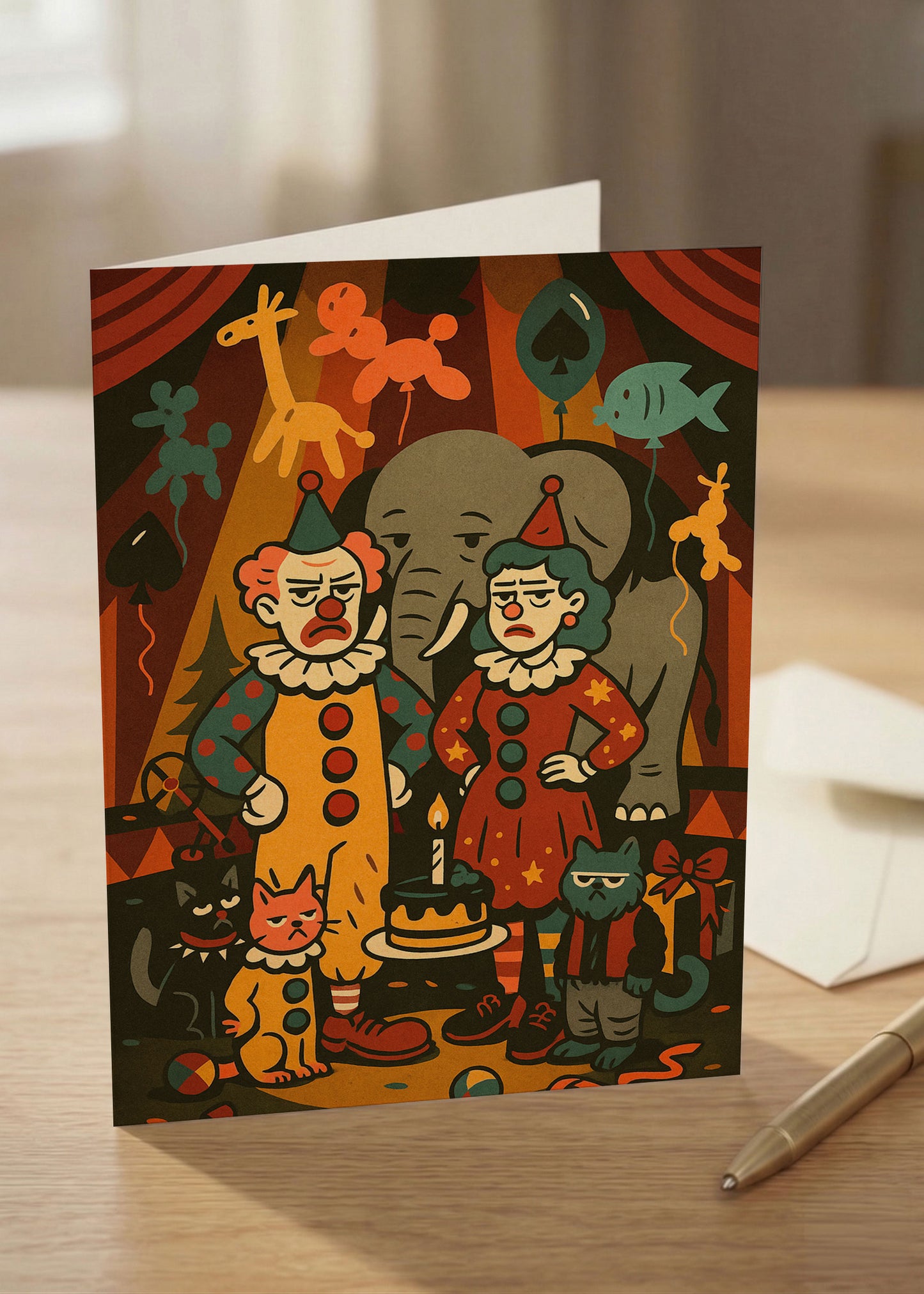 “Two Clowns, One Circus” Toxic Congratulations Card (Chaos Edition)