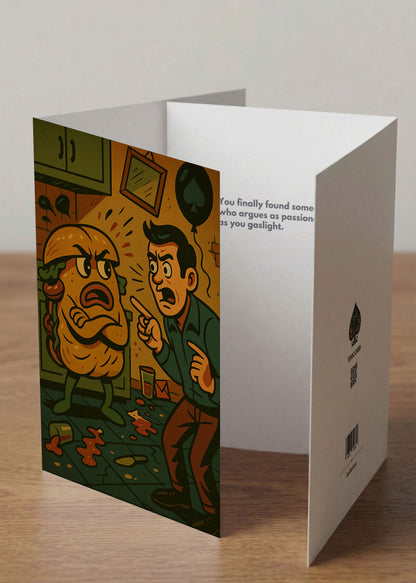 “You Finally Found Someone Who Argues As Passionately As You Gaslight.” Toxic Relationship Card